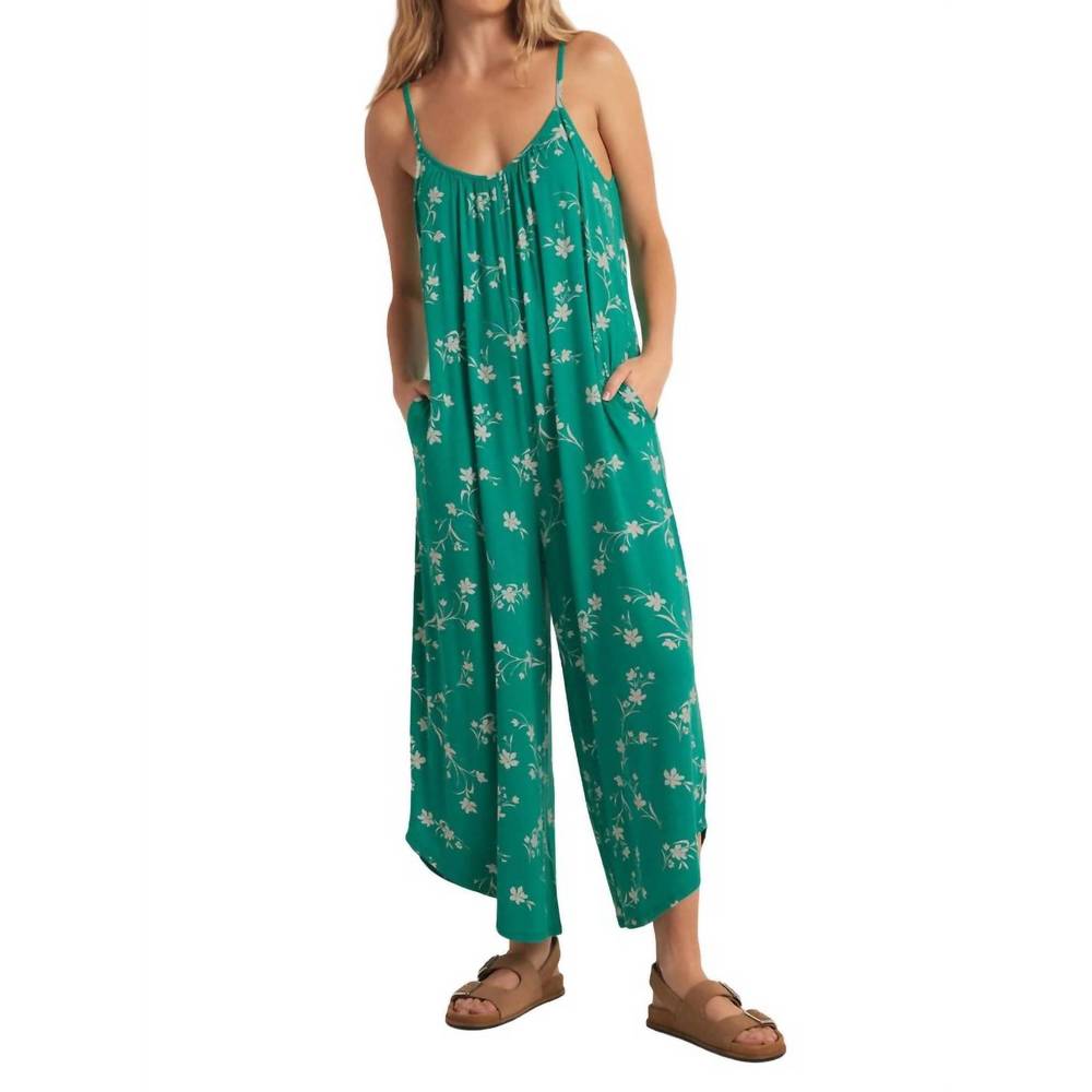 NWT Z SUPPLY flared floral jumpsuit in tropical teal Small